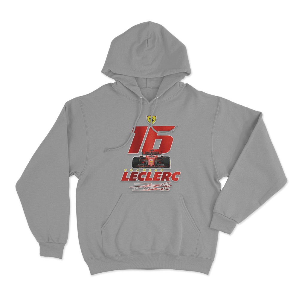 Leclerc 16 Ferrari F1 Car Hoodie Grey Leclerc 16 Ferrari F1 Car Hoodie Grey