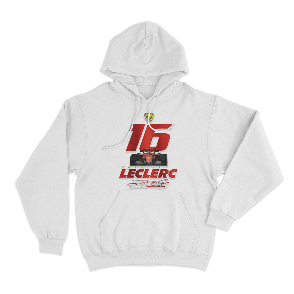 Leclerc 16 Ferrari F1 Car Hoodie White Leclerc 16 Ferrari F1 Car Hoodie White