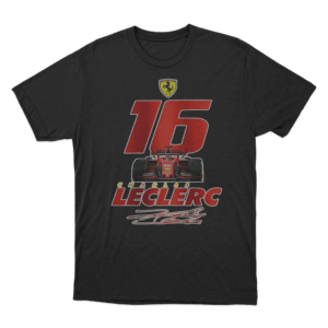 Leclerc 16 Ferrari F1 Car T Shirt Black