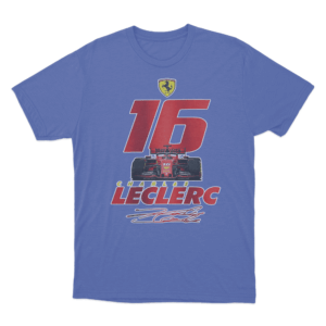 Leclerc 16 Ferrari F1 Car T Shirt Blue