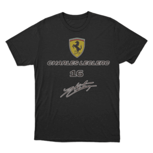 Leclerc 16 Ferrari Logo T Shirt Black
