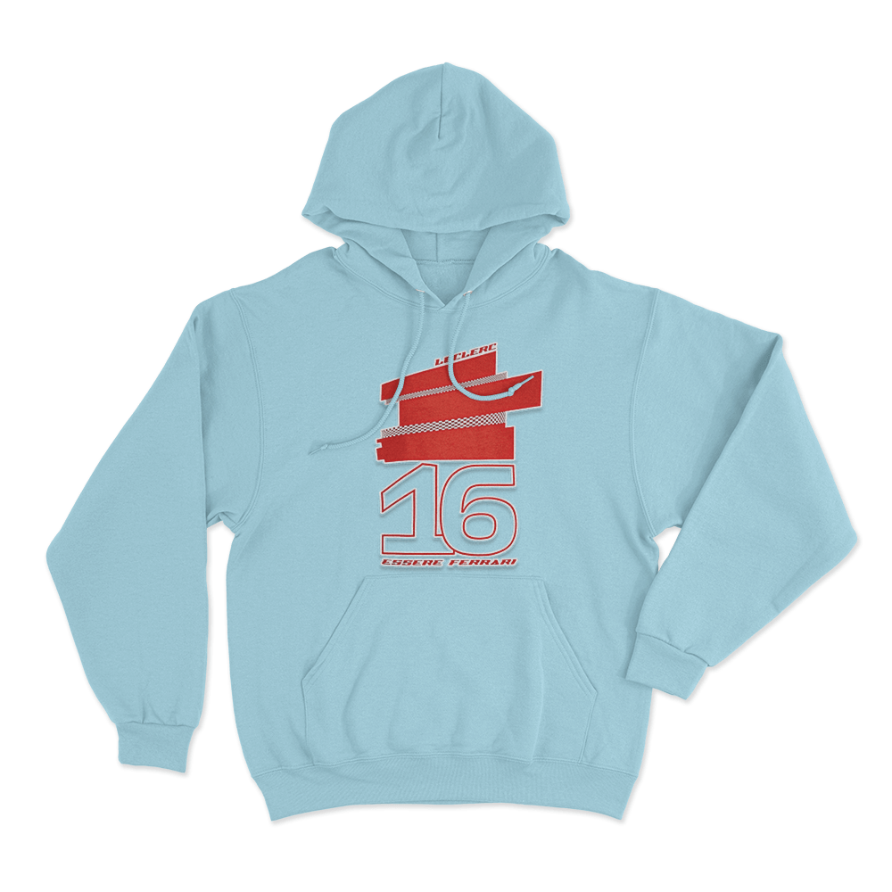 Leclerc 16 Racing Stripes Hoodie Sky Blue Leclerc 16 Racing Stripes Hoodie Sky Blue