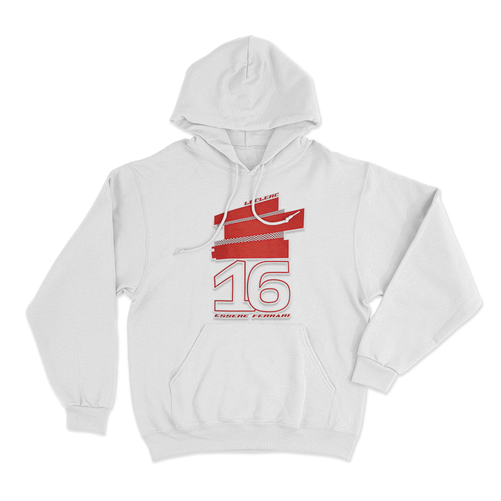 Leclerc 16 Racing Stripes Hoodie White Leclerc 16 Racing Stripes Hoodie White